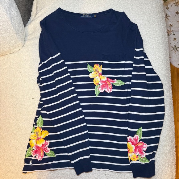 Polo Ralph Lauren Long Sleeve Floral Stripe Print Tee Men - Picture 4 of 12